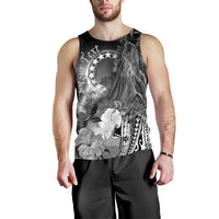 Cook Islands Custom Personalised Men's Tank Top - Humpback Whale with Tropical Flowers (White) - Polynesian Pride