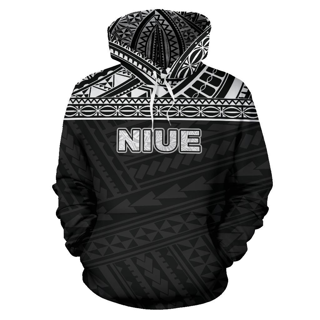Niue Polynesian Hoodie Horizontal Black - Polynesian Pride