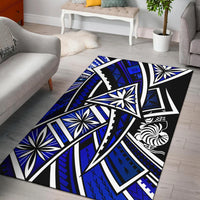 New Caledonia Area Rug - Tribal Flower Special Pattern Blue Color - Polynesian Pride