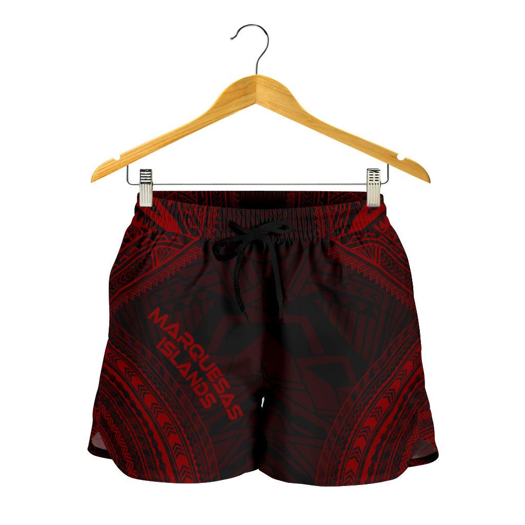 Marquesas Islands Women's Shorts - Polynesian Chief Red Version Women Red - Polynesian Pride