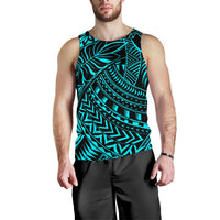 Polynesian Men Tank Top 38 Black-Cyan - Polynesian Pride
