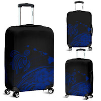 Hawaii Map Plumeria Polynesian Large Blue Turtle Luggage Covers Blue - Polynesian Pride