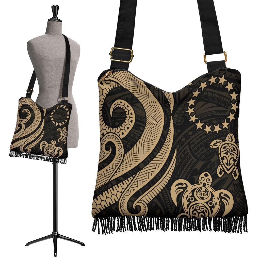 Cook Islands Boho Handbag - Gold Tentacle Turtle Boho Handbag One Size Gold - Polynesian Pride