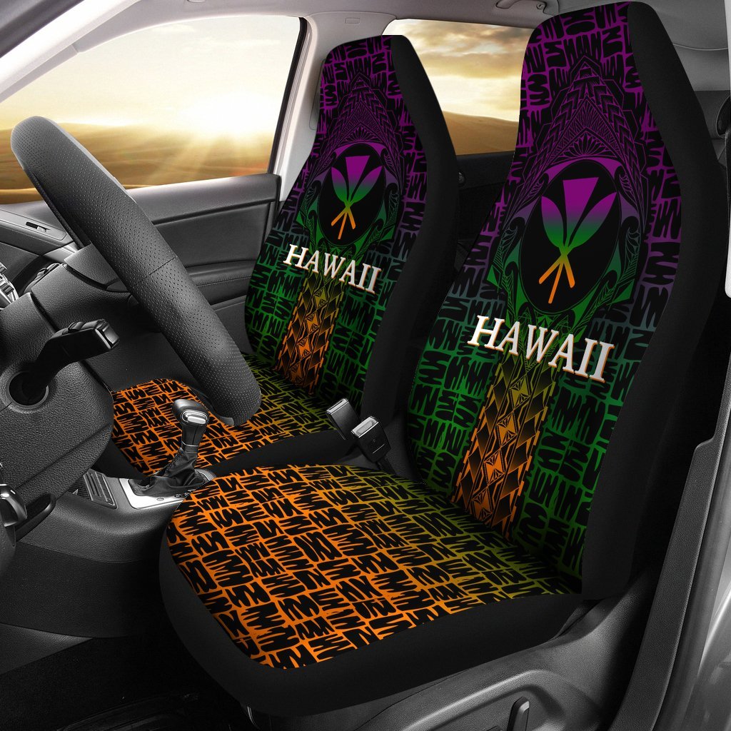 Hawaii Car Seat Covers - Kanaka Maoli Rocket Style Universal Fit Black - Polynesian Pride