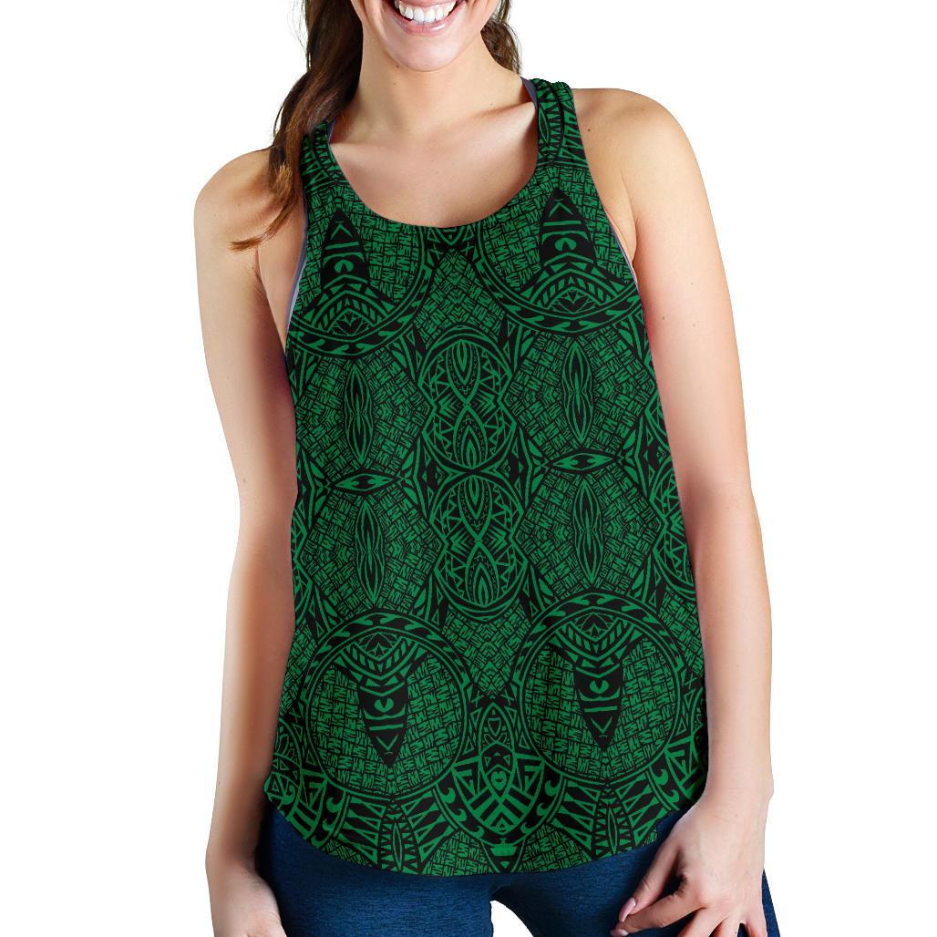 Polynesian Lauhala Mix Green Women's Racerback Tank Top Green - Polynesian Pride
