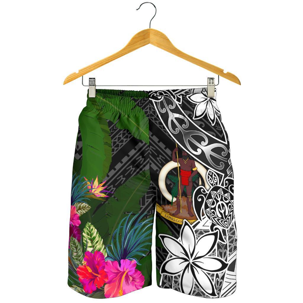Vanuatu Men Shorts - Turtle Plumeria Banana Leaf - Polynesian Pride