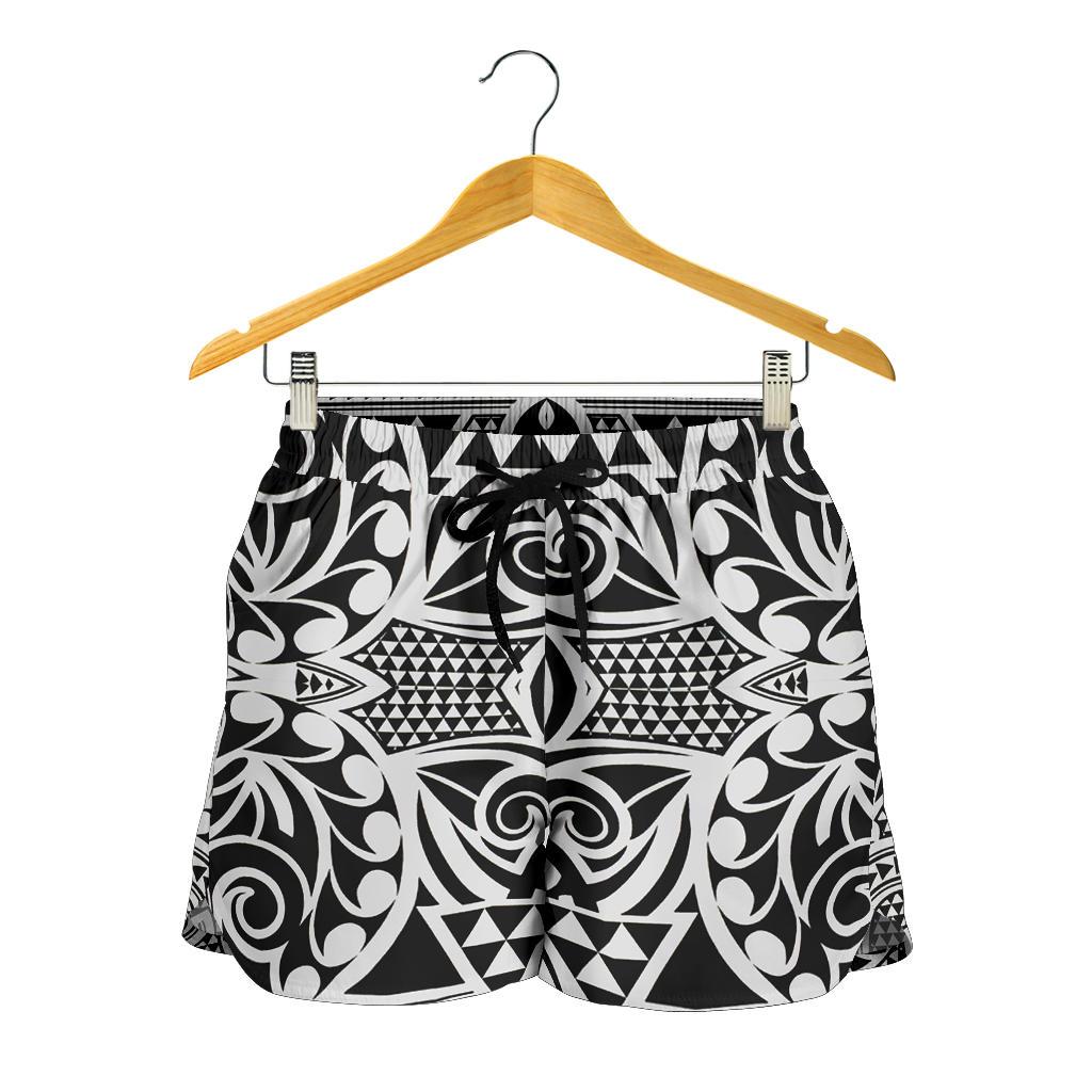 Polynesian Tribal Women's Shorts Black White - Polynesian Pride
