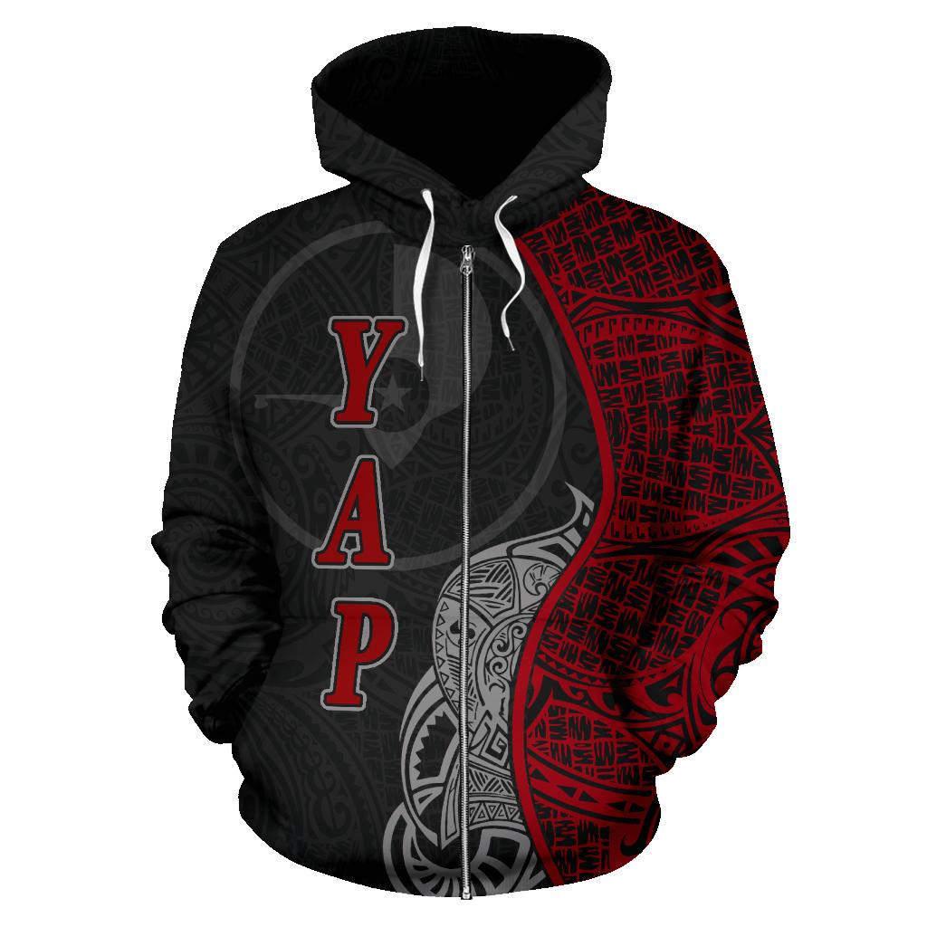 Yap Polynesian Zip up Hoodie Coconut Tree Red - Polynesian Pride