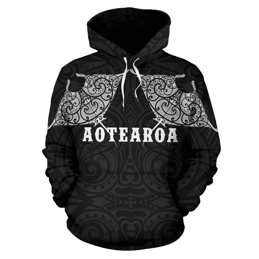 Maori Manta Ray Tattoo Style Hoodie - Polynesian Pride