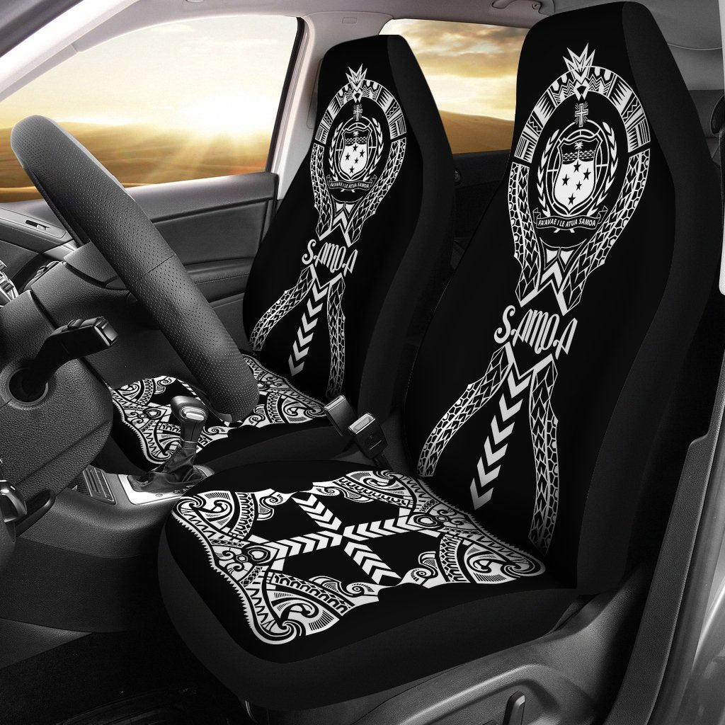 Samoa Car Seat Covers - Samoa Coat Of Arms Polynesian Tribal Universal Fit Black - Polynesian Pride