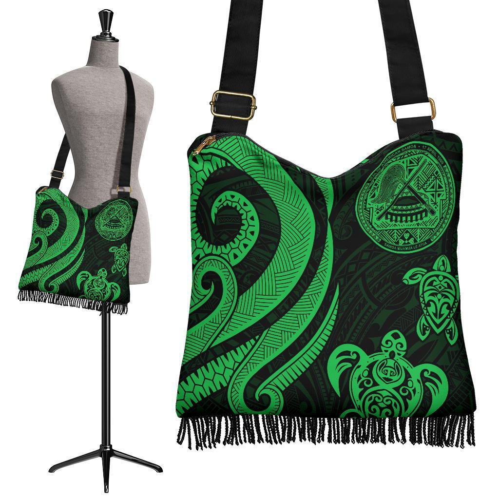 American Samoa Boho Handbag - Green Tentacle Turtle Boho Handbag One Size Green - Polynesian Pride