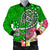 Polynesian Men's Bomber Jacket - Turtle Plumeria Green Color Green - Polynesian Pride
