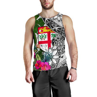 Fiji Men's Tank Top White - Turtle Plumeria Banana Leaf - Polynesian Pride