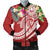 Tahiti Polynesian Men's Bomber Jacket - Summer Plumeria (Red) Red - Polynesian Pride