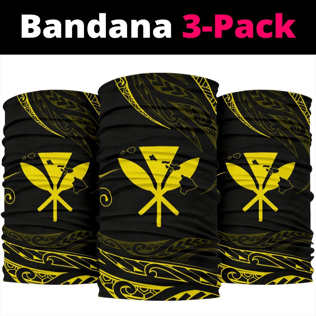 Hawaii Kanaka Map Polynesian Bandana 3 - Pack - Yellow - Polynesian Pride