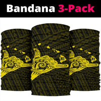 Polynesian Shaka Map Hawaii Bandana 3 - Pack - Yellow - Polynesian Pride