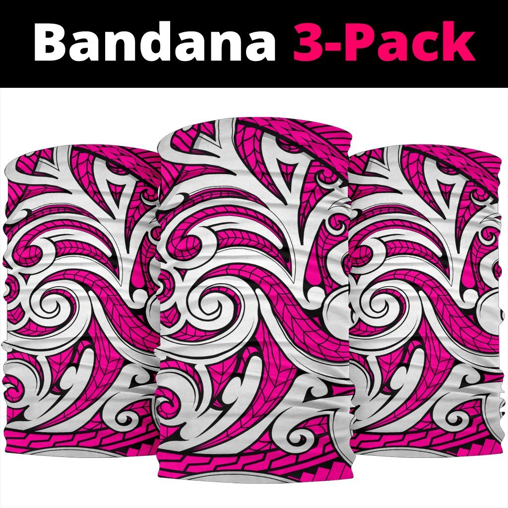 Polynesian Maori Ethnic Ornament Pink Bandana 3 - Pack - Polynesian Pride