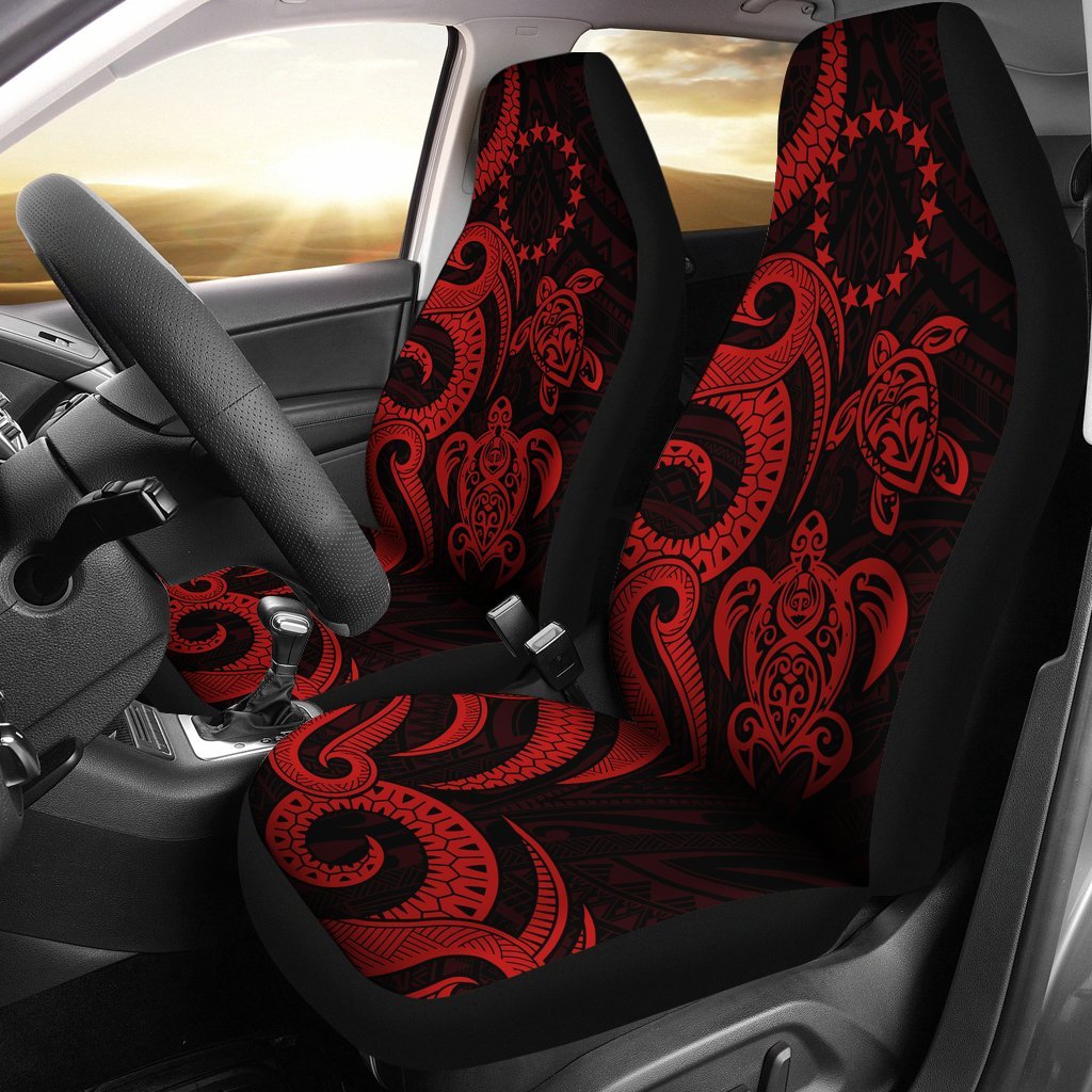Cook Islands Car Seat Covers - Red Tentacle Turtle Universal Fit Red - Polynesian Pride