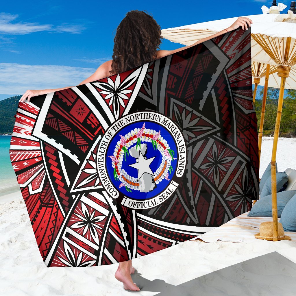 Northern Mariana Islands Sarong - Tribal Flower Special Pattern Red Color SARONG ONE SIZE Red - Polynesian Pride