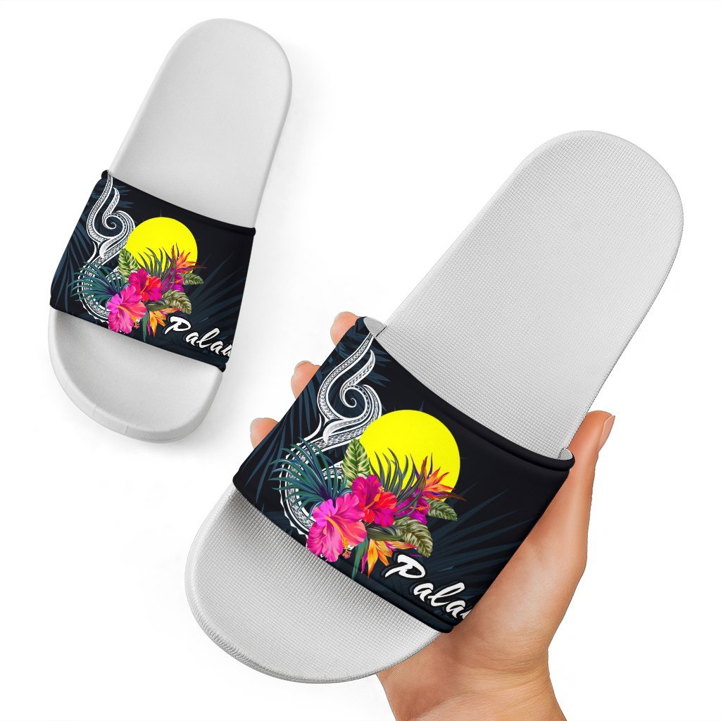Palau Polynesian Slide Sandals - Tropical Flower White - Polynesian Pride