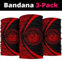 Hawaiian Bandana Coat Of Arm Polynesian Bandana 3-Pack - Circle Style Red - Polynesian Pride