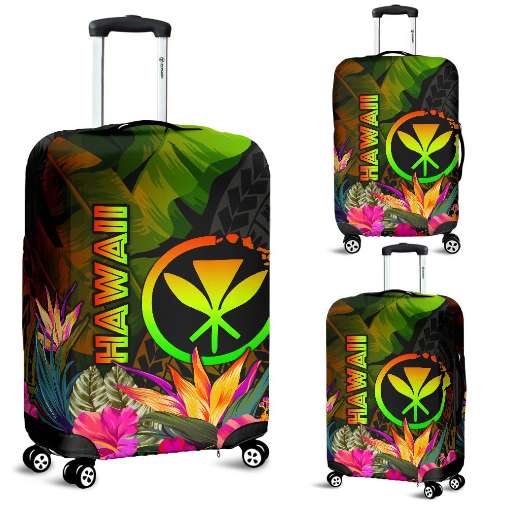 Polynesian Hawaii Kanaka Maoli Polynesian Luggage Covers - Hibiscus and Banana Leaves - Polynesian Pride