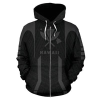 Hawaii Kanaka Polynesian Zip up Hoodie Grey - Polynesian Pride
