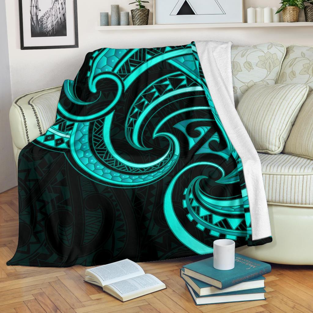 New Zealand Maori Mangopare Premium Blanket Polynesian - Turquoise White - Polynesian Pride