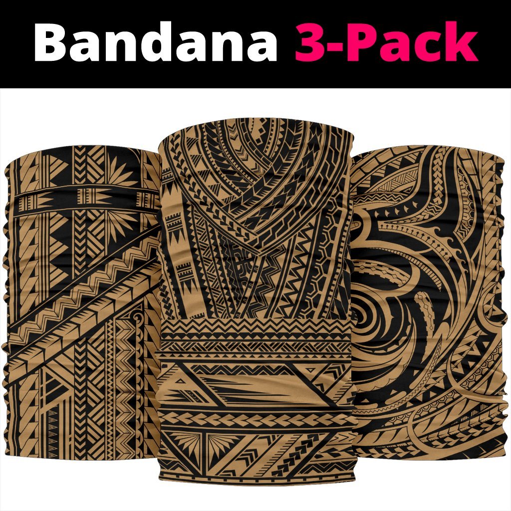 Polynesian Tatau Mixed Gold Set Unisex Bandana One Size Brown - Polynesian Pride
