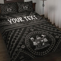 Fiji Personalised Quilt Bed Set - Fiji Seal With Polynesian Tattoo Style ( Black) Black - Polynesian Pride