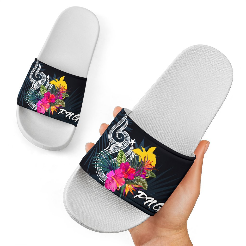 Papua New Guinea Polynesian Slide Sandals - Tropical Flower White - Polynesian Pride