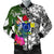 Cook Islands Custom Personalised Men's Bomber Jacket White - Turtle Plumeria Banana Leaf White - Polynesian Pride