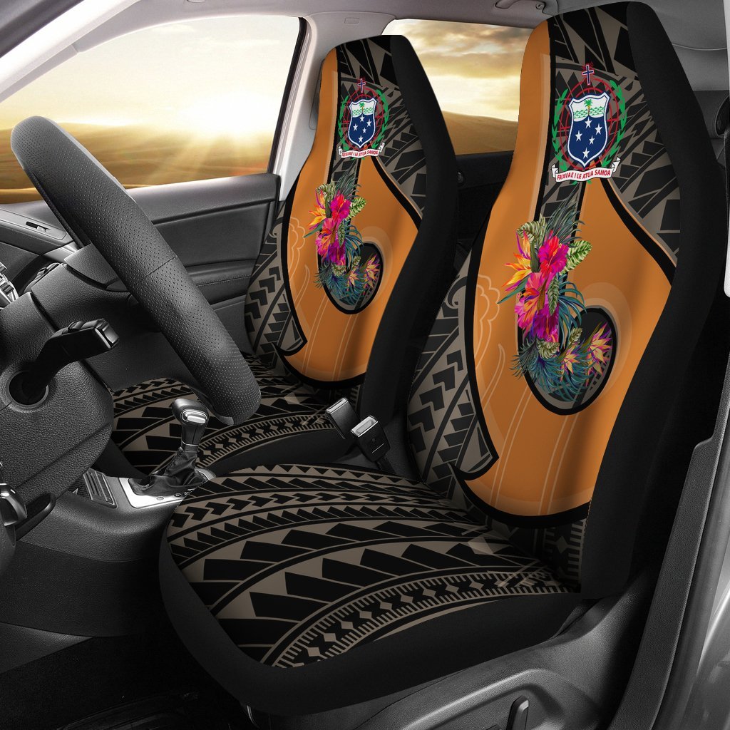 Samoa Car Seat Covers - Polynesian Hook And Hibiscus (Nude) Universal Fit Art - Polynesian Pride