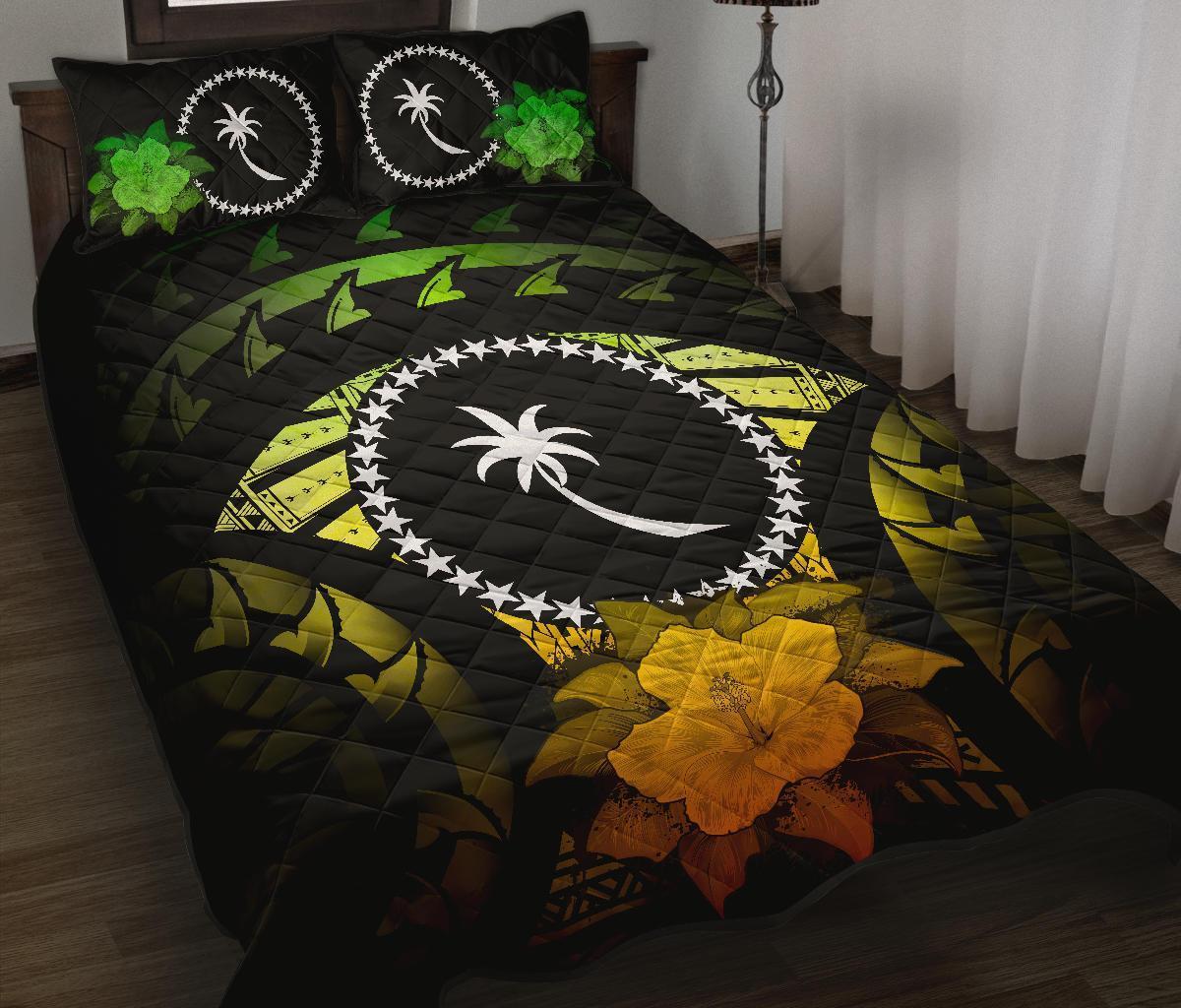 Chuuk Polynesian Quilt Bed Set Hibiscus Reggae - Polynesian Pride