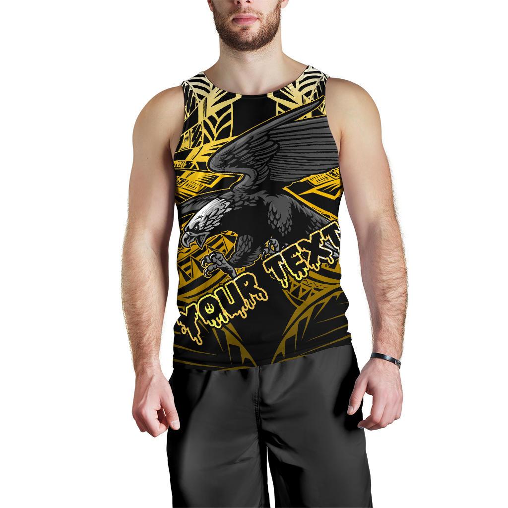 Samoa Polynesian Custom Personalised Men's Tank Top - Eagle Tribal Pattern Yellow - Polynesian Pride