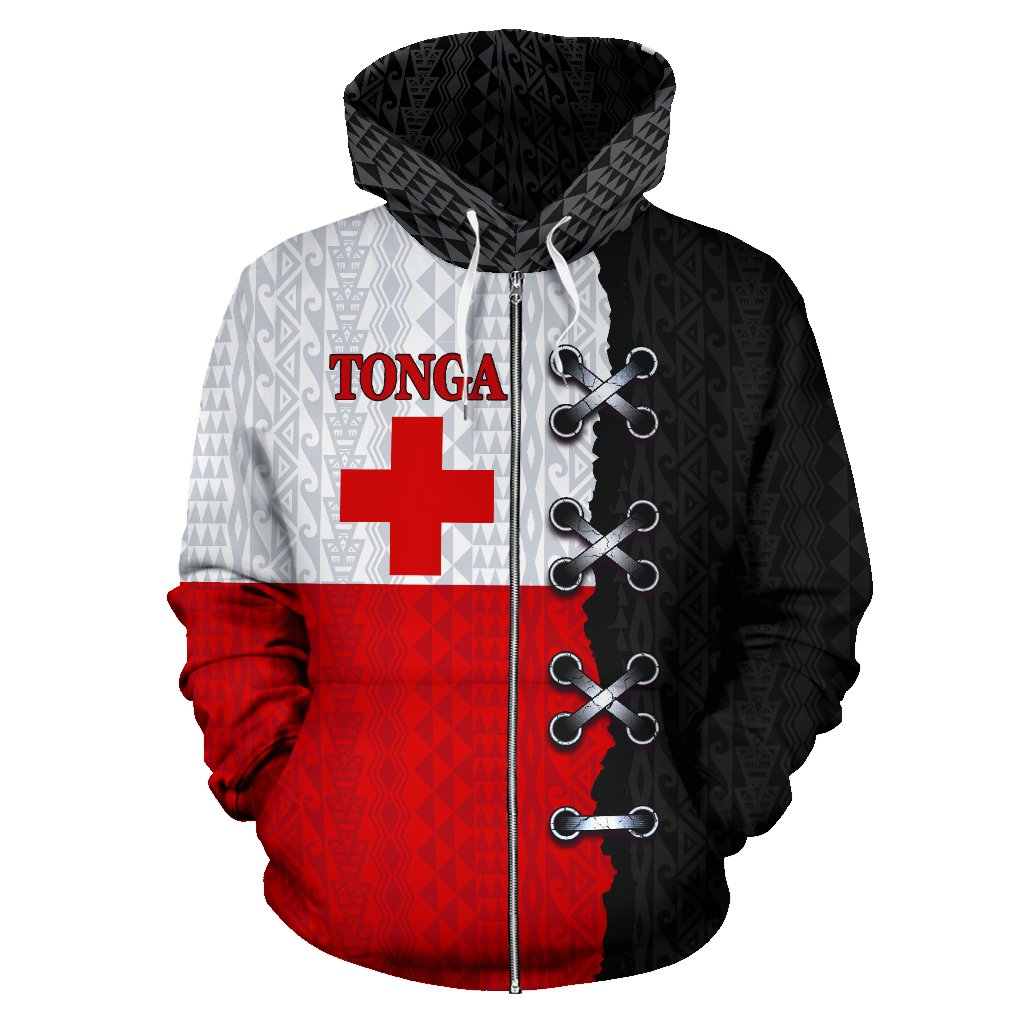 Tonga Polynesian Zip up Hoodie Sewing Style - Polynesian Pride