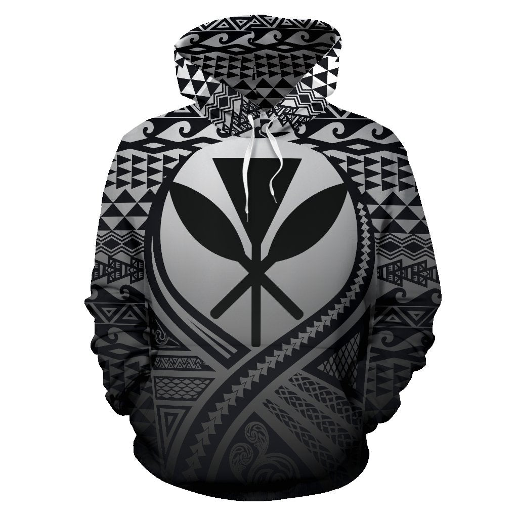 Kanaka Maoli All Over Hoodie Lift up Black - Polynesian Pride
