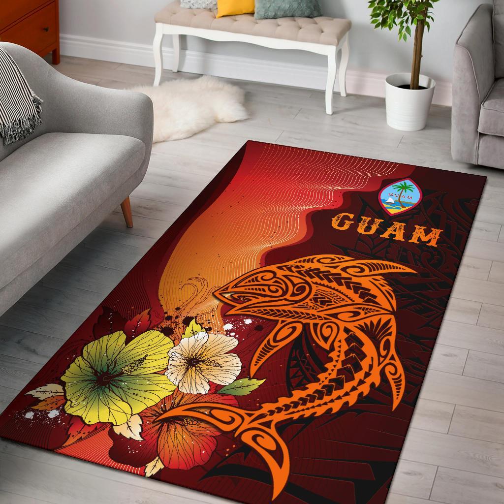 Guam Area Rugs - Tribal Tuna Fish Orange - Polynesian Pride