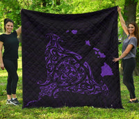 Rays Hawaii Map Polynesian Premium Quilt - Purple Black - Polynesian Pride