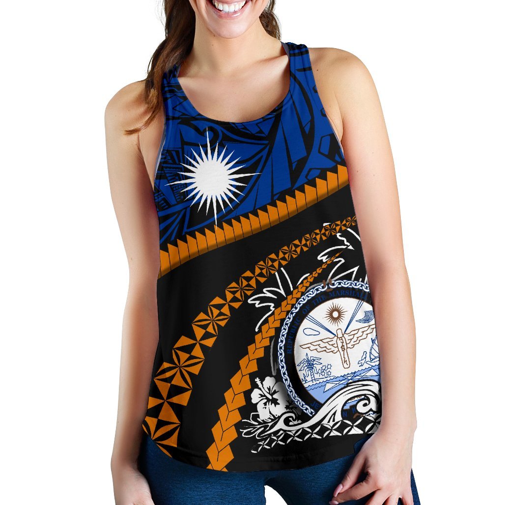 Marshall Islands Women Racerback Tank - Road To Hometown Blue - Polynesian Pride