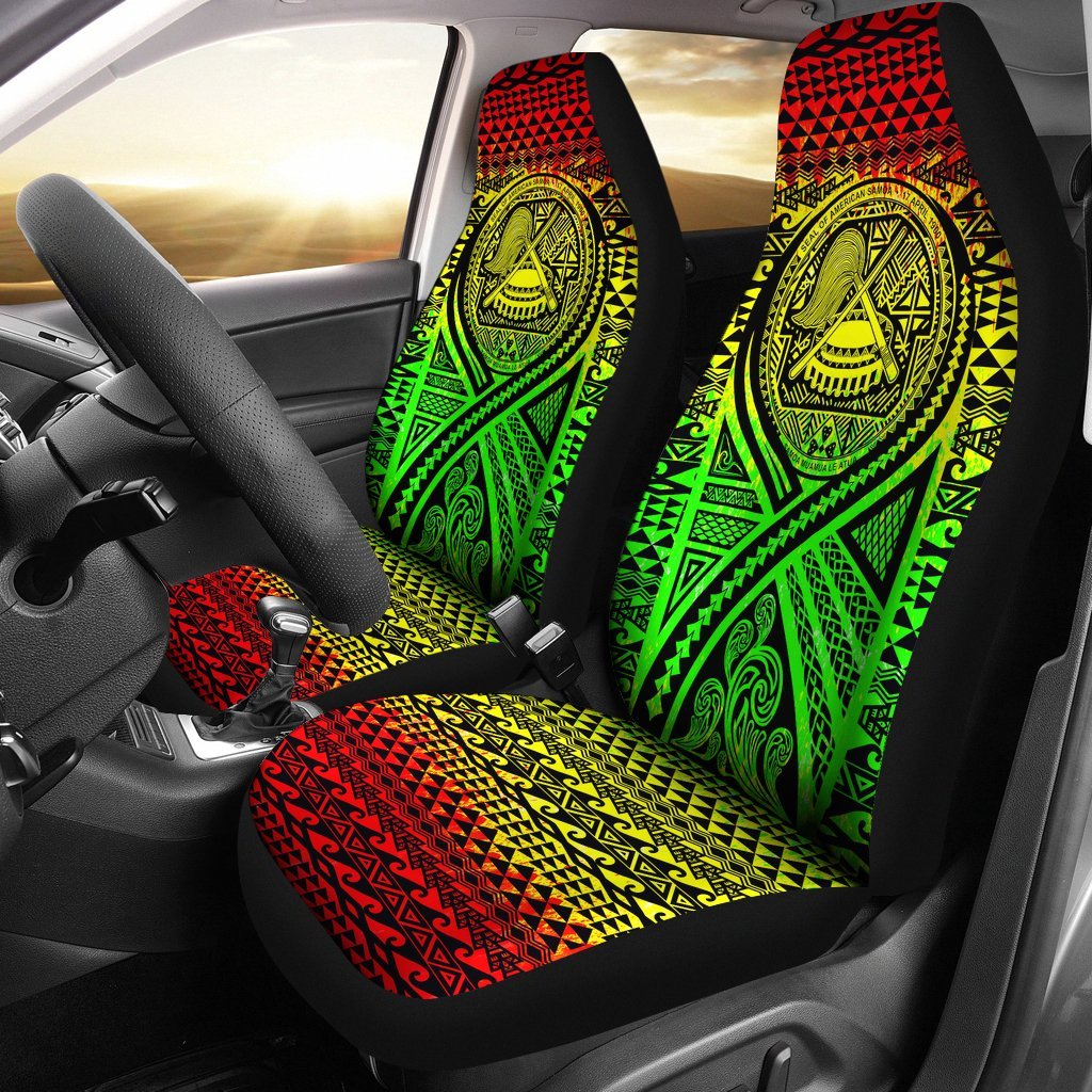American Samoa Car Seat Cover - American Samoa Seal Polynesian Tattoo Reggae Universal Fit Reggae - Polynesian Pride