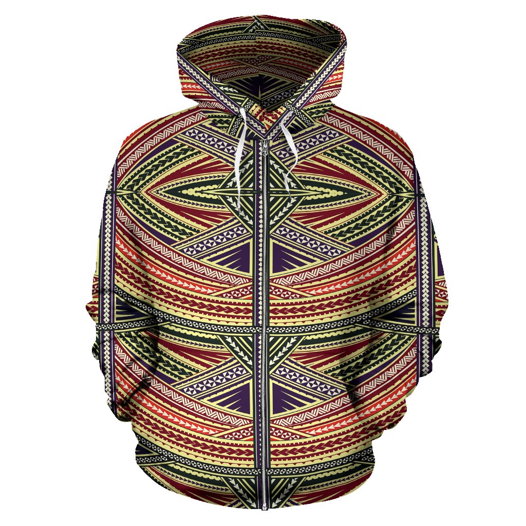 Polynesian Zip up Hoodie Tribal 11 - Polynesian Pride