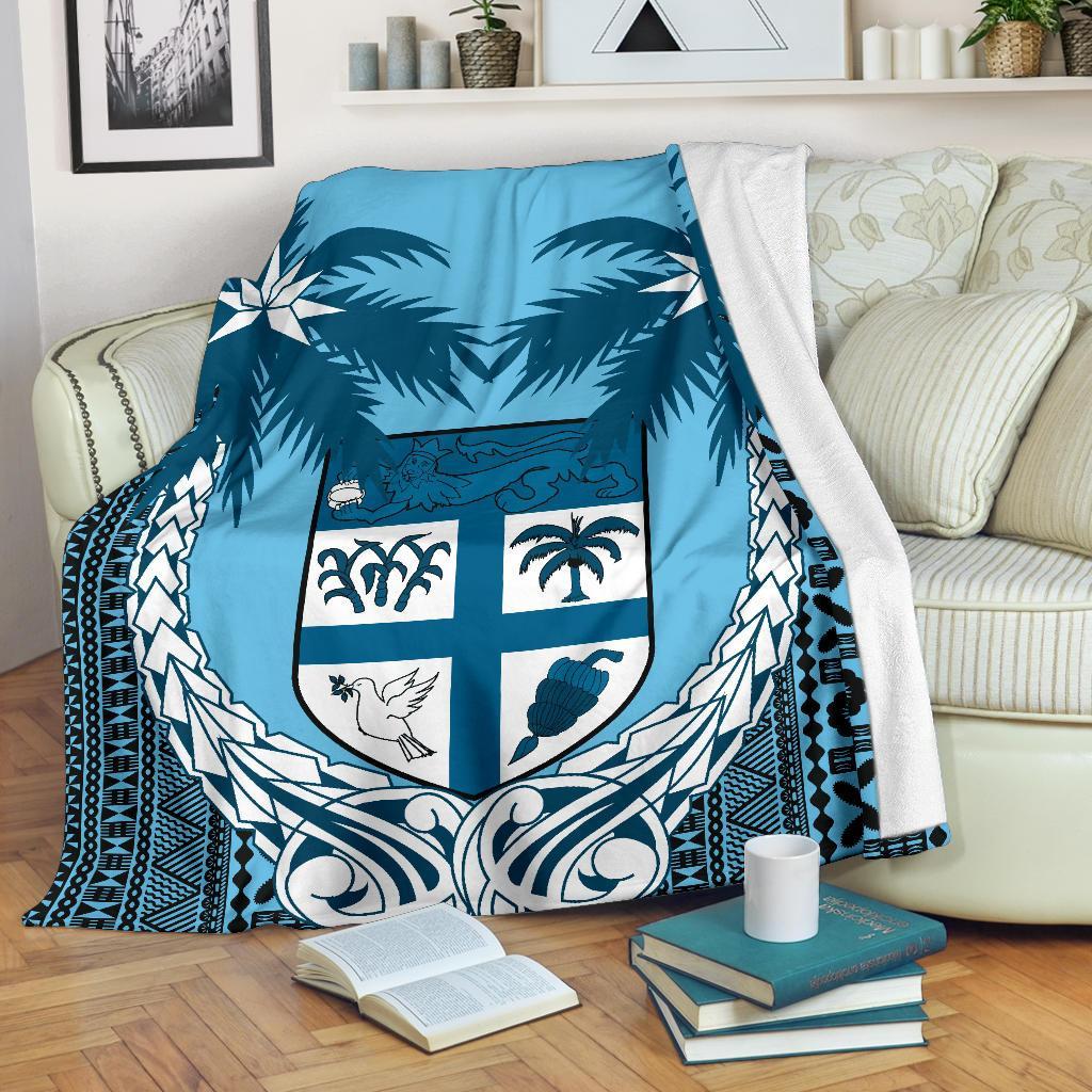 Fiji Tapa Coconut Premium Blanket A02 White - Polynesian Pride