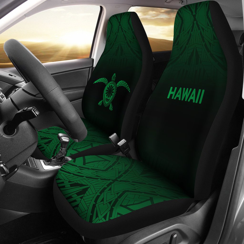 Hawaii Car Seat Covers - Polynesian Turtle Tattoo Fog Green Universal Fit Green - Polynesian Pride