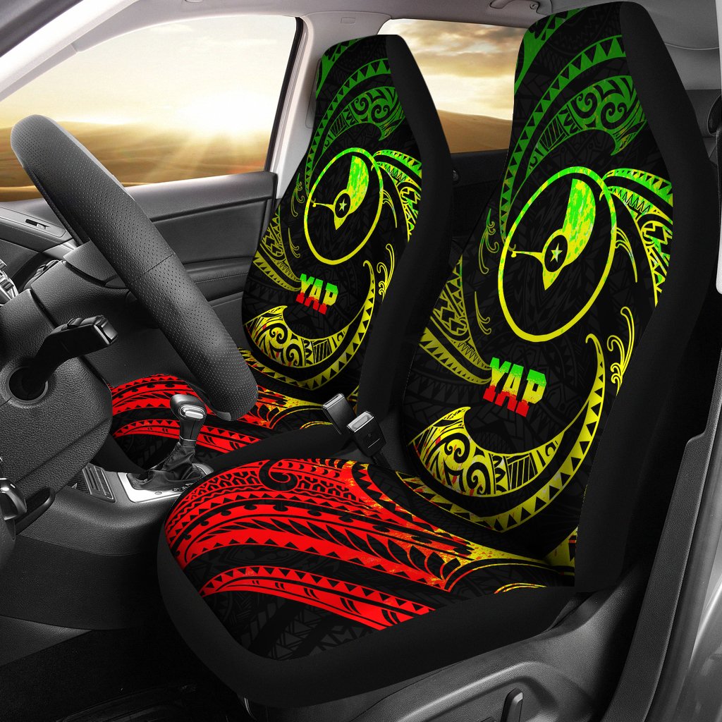 Yap Polynesian Car Seat Covers - Reggae Tribal Wave Universal Fit Reggae - Polynesian Pride