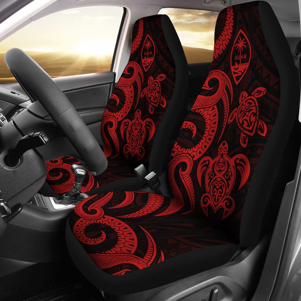 Guam Polynesian Car Seat Covers - Red Tentacle Turtle Universal Fit Red - Polynesian Pride