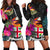 Fiji Women's Hoodie Dress - Polynesian Hibiscus Pattern Black - Polynesian Pride