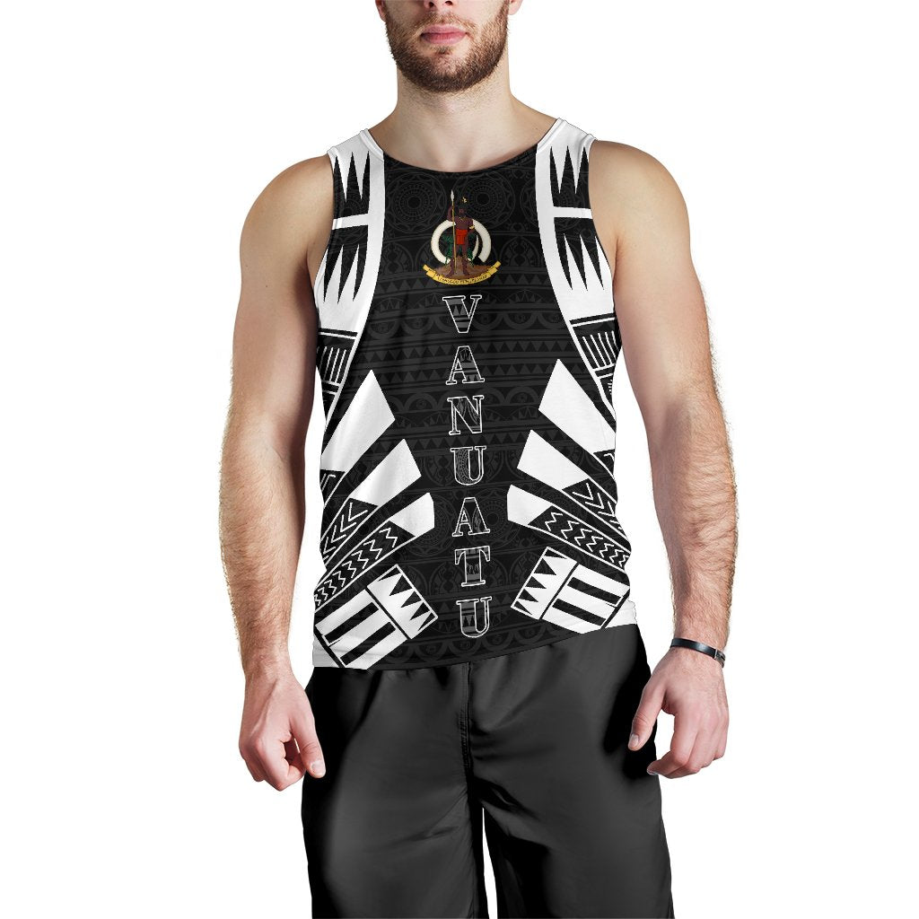 Vanuatu Men Tank Top - Polynesian Tattoo Black Black - Polynesian Pride