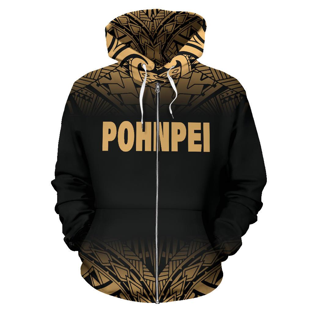 Pohnpei All Over Zip up Hoodie Gold Fog Style - Polynesian Pride