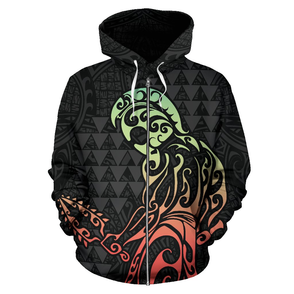 Polynesian Kakau Kaukaoho Helmet Kanaka Warrior Hawaii Zip Hoodie - Polynesian Pride